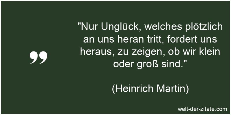 Heinrich Martin Zitat Unglück: Nur Unglück, welches plötzlich an