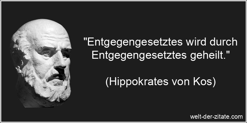 „Entgegengesetztes wird durch Entgegengesetztes geheilt.“ Hippokrates von Kos Zitat Heilung: Entgegengesetztes wird durch