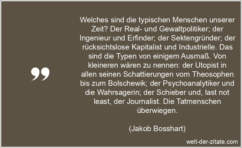 Jakob Bosshart Zitat Menschen: Welches sind die typischen Menschen