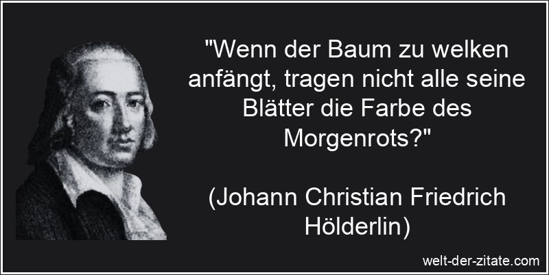 „Wenn der Baum zu welken anfängt, tragen nicht alle seine Blätter die Farbe des Morgenrots?“ Johann Christian Friedrich Hölderlin Zitat Herbst: Wenn der Baum zu