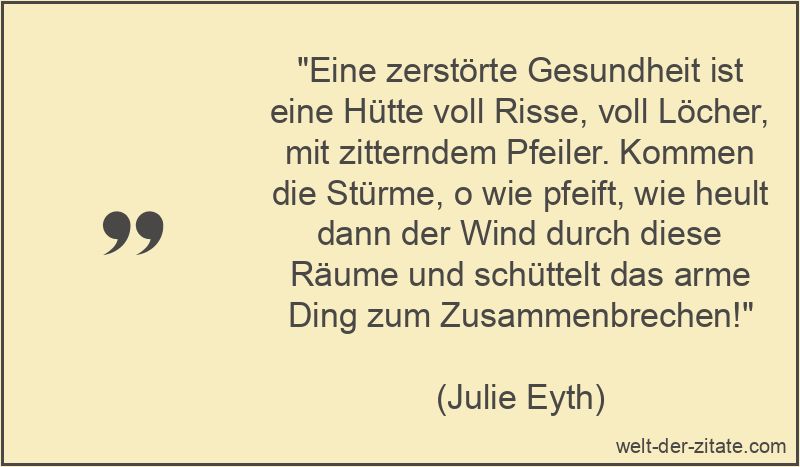 Julie Eyth Zitat Gesundheit: Eine zerstörte Gesundheit ist eine