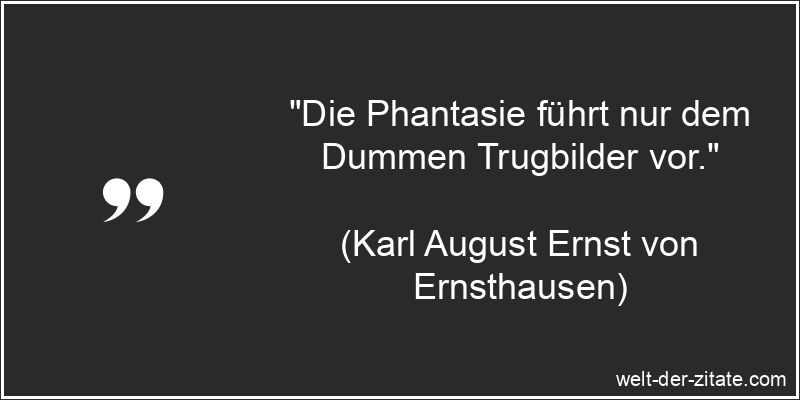 „Die Phantasie führt nur dem Dummen Trugbilder vor.“ Karl August Ernst von Ernsthausen Zitat Dummheit: Die Phantasie