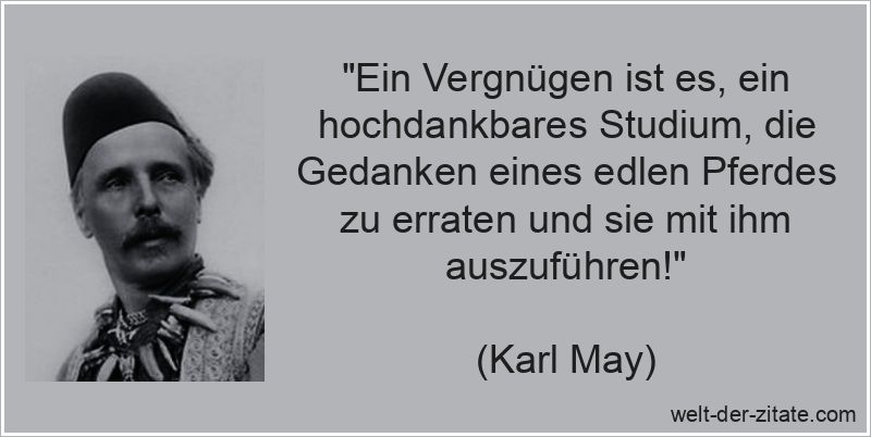 Karl May Zitat Pferde: Ein Vergnügen ist es, ein hochdankbares
