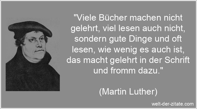 Martin Luther Zitat Wissen & Bildung: Viele Bücher machen nicht