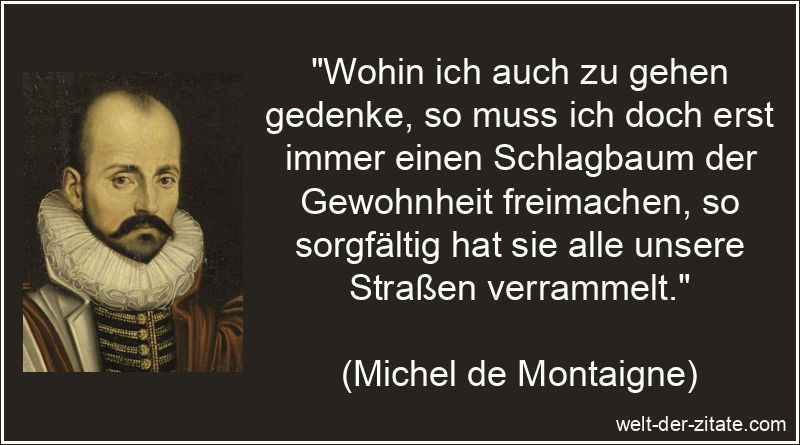 Michel de Montaigne Zitat Gewohnheit: Wohin ich auch zu gehen