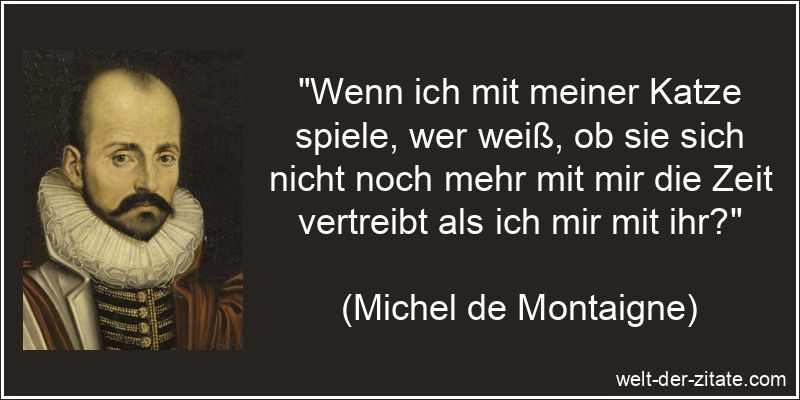 Michel de Montaigne Zitat Katzen, Tiere: Wenn ich mit meiner Katze