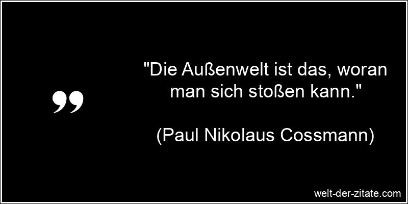 Paul Nikolaus Cossmann Zitat Welt: Die Außenwelt ist das, woran man