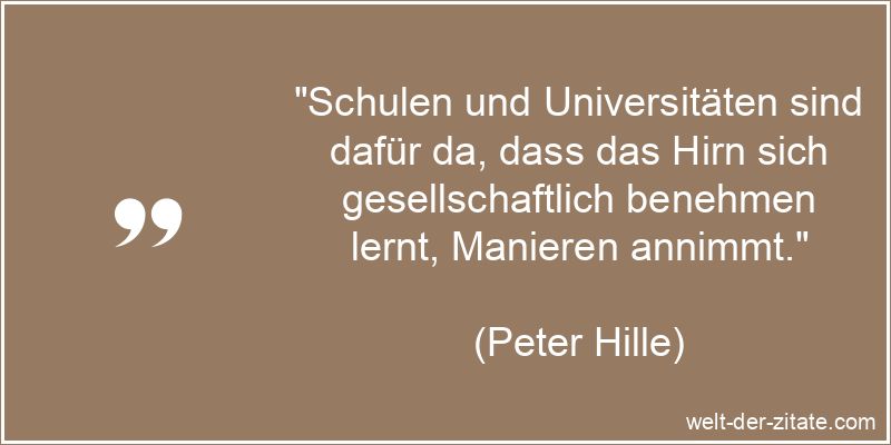 Peter Hille Zitat Lernen: Schulen und Universitäten sind dafür da,