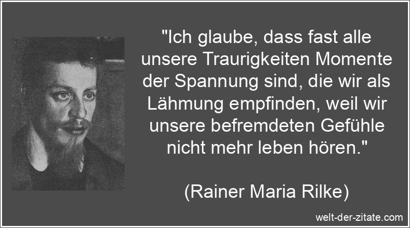 Rainer Maria Rilke Zitat Traurigkeit: Ich glaube, dass fast alle