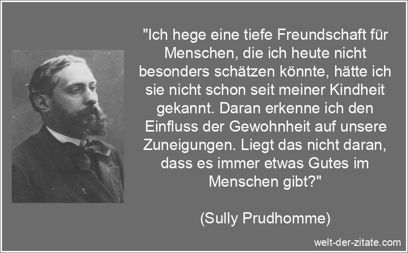 Sully Prudhomme Zitat Gewohnheit: Ich hege eine tiefe Freundschaft