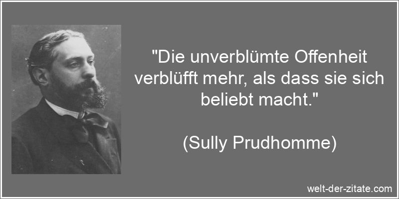 „Die unverblümte Offenheit verblüfft mehr, als dass sie sich beliebt macht.“ Sully Prudhomme Zitat Offenheit: Die unverblümte Offenheit
