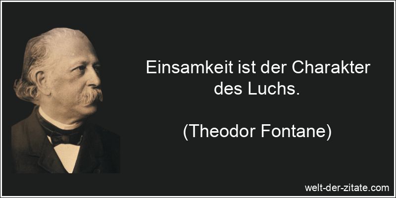 Theodor Fontane Zitat Einsamkeit: Einsamkeit ist der Charakter des