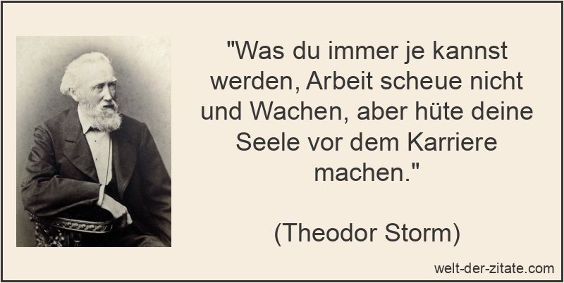 Theodor Storm Zitat Karriere: Was du immer je kannst werden, Arbeit