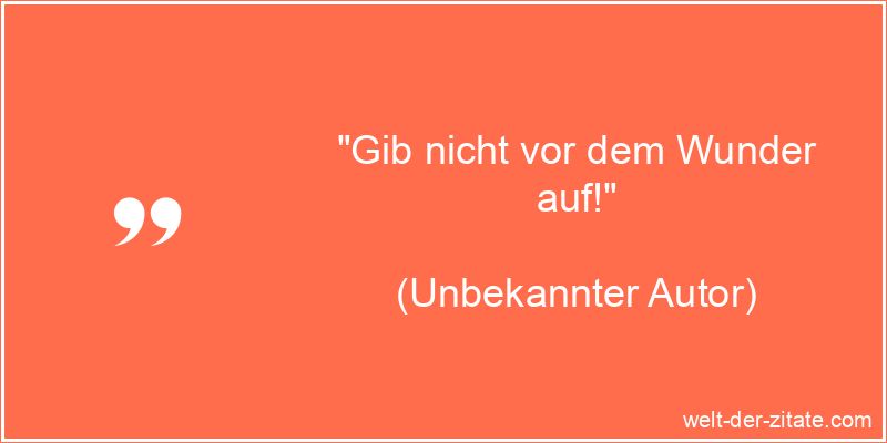 Gib nicht vor dem Wunder auf! Motivation & Aufgeben Spruch
