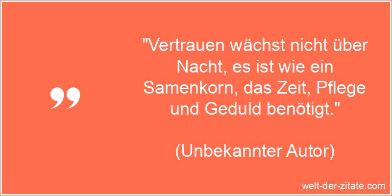 Vertrauen wächst nicht über Nacht, es ist wie ein Samenkorn, das