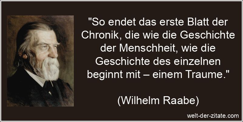 Wilhelm Raabe Zitat Träume: So endet das erste Blatt der Chronik,