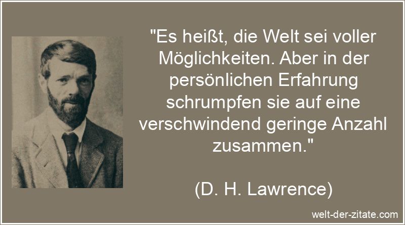 D. H. Lawrence Zitat Möglichkeiten: Es heißt, die Welt sei voller
