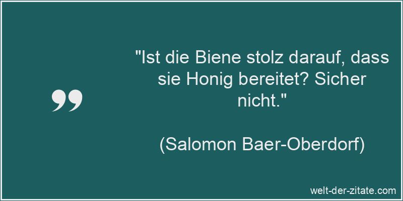 Salomon Baer-Oberdorf Zitat Biene: Ist die Biene stolz darauf, dass