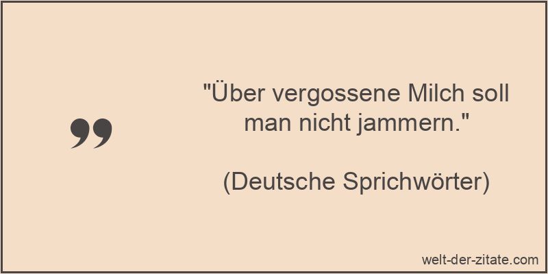 Über vergossene Milch soll man nicht jammern.