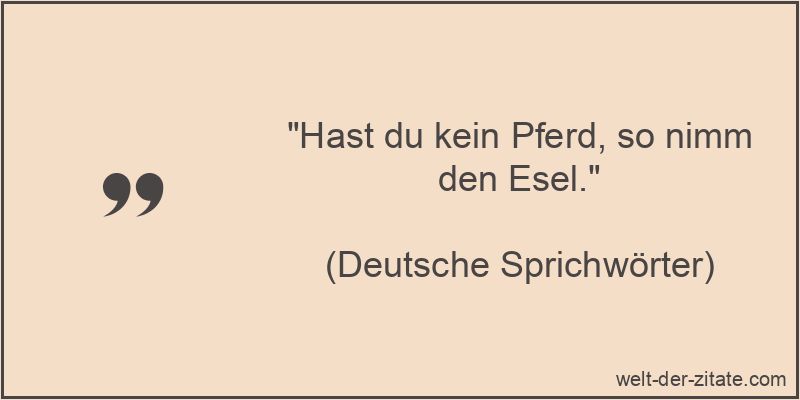 „Hast du kein Pferd, so nimm den Esel.“ Hast du kein Pferd, so nimm den Esel.