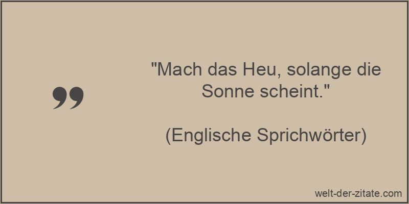 Mach das Heu, solange die Sonne scheint.