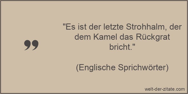 Es ist der letzte Strohhalm, der dem Kamel das Rückgrat bricht.
