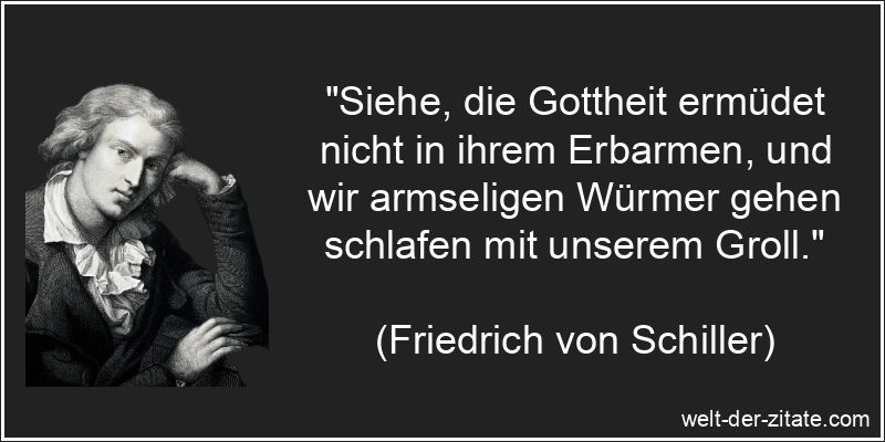 Friedrich von Schiller Zitat Erbarmen: Siehe, die Gottheit ermüdet