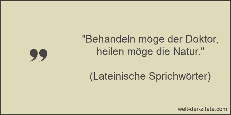 Behandeln möge der Doktor, heilen möge die Natur.