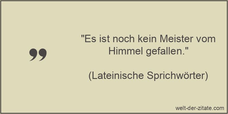 Es ist noch kein Meister vom Himmel gefallen.