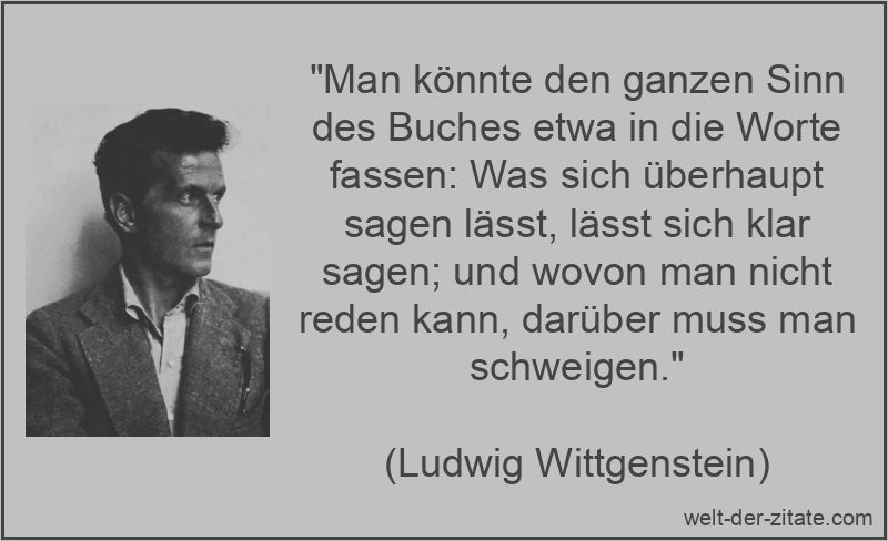 Ludwig Wittgenstein Zitat Bücher: Man könnte den ganzen Sinn des