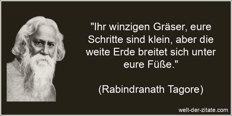 „Ihr winzigen Gräser, eure Schritte sind klein, aber die weite Erde breitet sich unter eure Füße.“