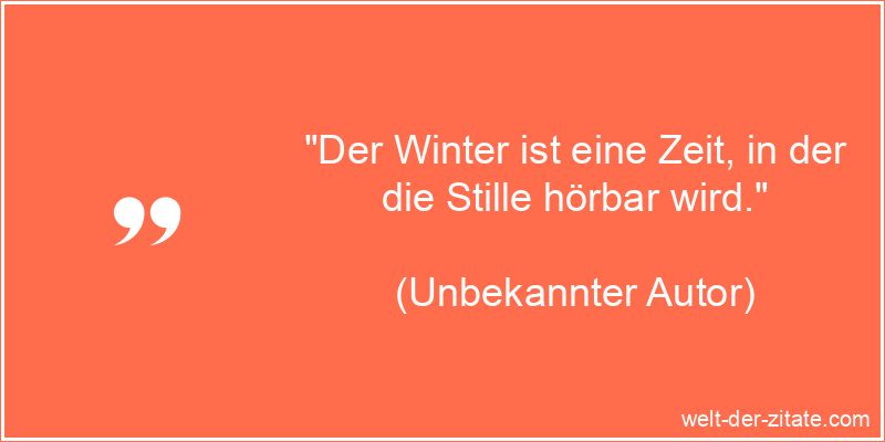 Der Winter ist eine Zeit, in der die Stille hörbar wird.