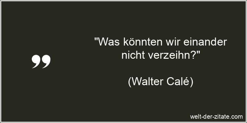 Walter Calé Zitat Verzeihen: Was könnten wir einander nicht