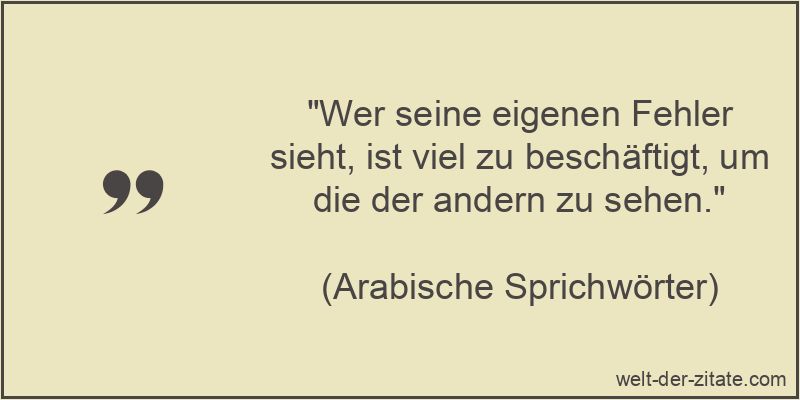 Wer seine eigenen Fehler sieht, ist viel zu beschäftigt, um die der