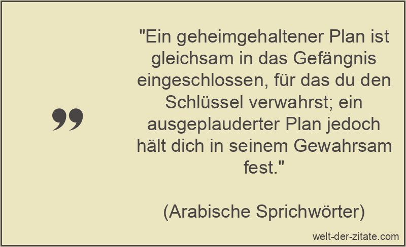 Ein geheimgehaltener Plan ist gleichsam in das Gefängnis
