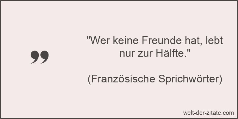 Wer keine Freunde hat, lebt nur zur Hälfte.