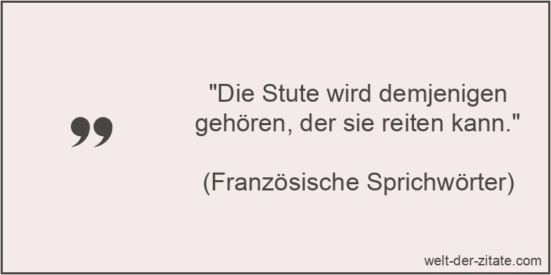 Die Stute wird demjenigen gehören, der sie reiten kann.