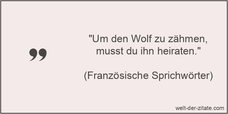 Um den Wolf zu zähmen, musst du ihn heiraten.