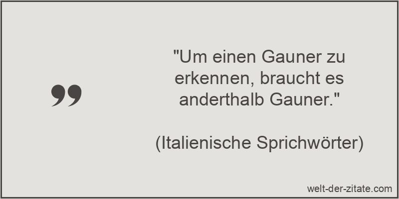 Um einen Gauner zu erkennen, braucht es anderthalb Gauner.