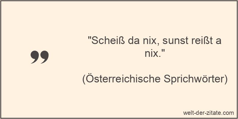 Scheiß da nix, sunst reißt a nix.