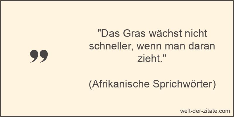 Das Gras wächst nicht schneller, wenn man daran zieht.