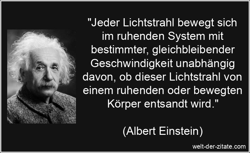 Jeder Lichtstrahl bewegt sich im ruhenden System mit bestimmter,