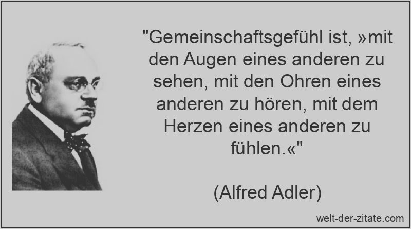 Gemeinschaftsgefühl ist, »mit den Augen eines anderen zu sehen, mit