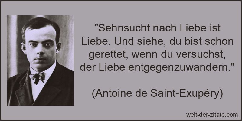„Sehnsucht nach Liebe ist Liebe. Und siehe, du bist schon gerettet, wenn du versuchst, der Liebe entgegenzuwandern.“ Sehnsucht nach Liebe ist Liebe. Und siehe, du bist schon gerettet,