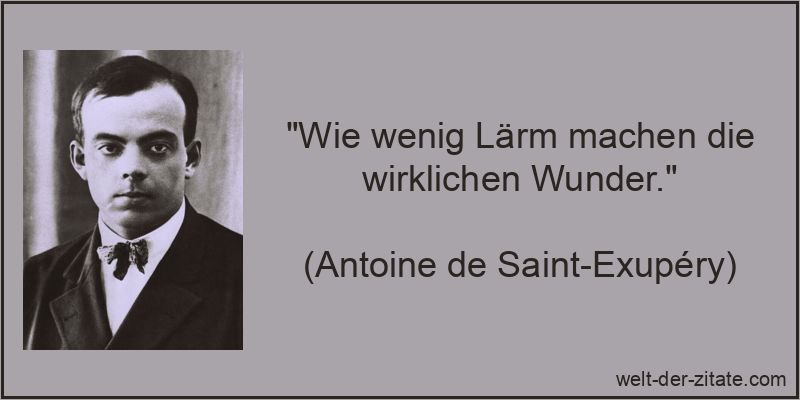 Wie wenig Lärm machen die wirklichen Wunder.