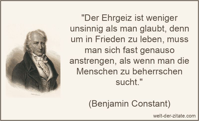 Der Ehrgeiz ist weniger unsinnig als man glaubt, denn um in Frieden