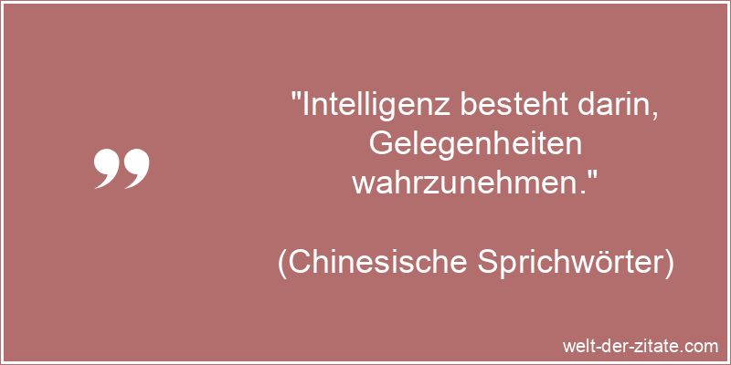 Intelligenz besteht darin, Gelegenheiten wahrzunehmen.