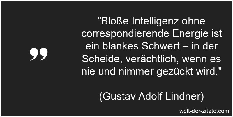 Bloße Intelligenz ohne correspondierende Energie ist ein blankes