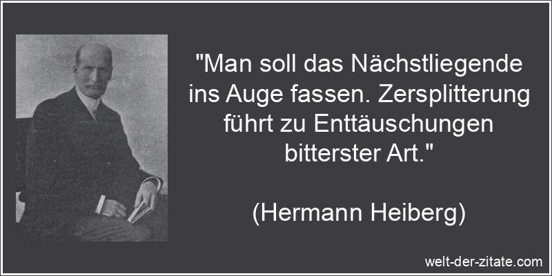 Man soll das Nächstliegende ins Auge fassen. Zersplitterung führt