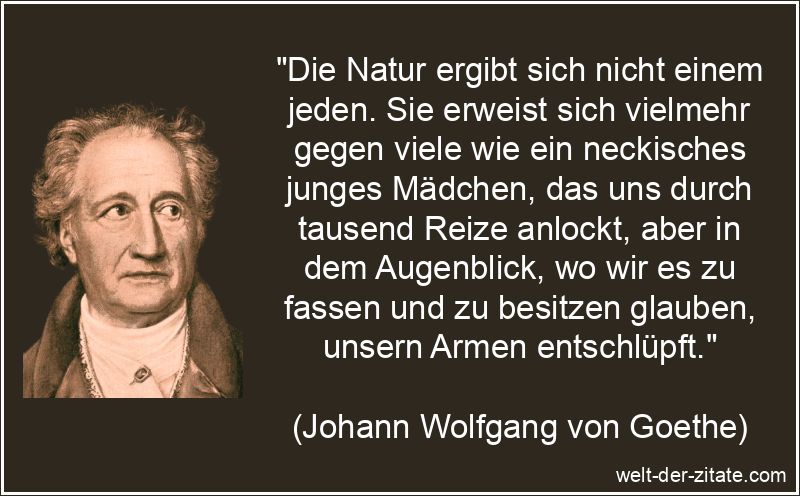 Die Natur ergibt sich nicht einem jeden. Sie erweist sich vielmehr